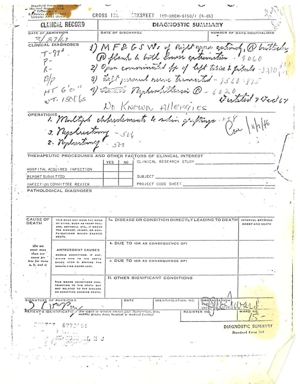 Clinical record, diagnostic summary