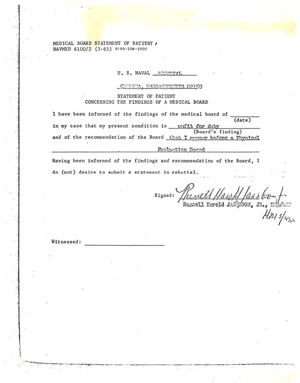 Medical Board statement, signed by Russell